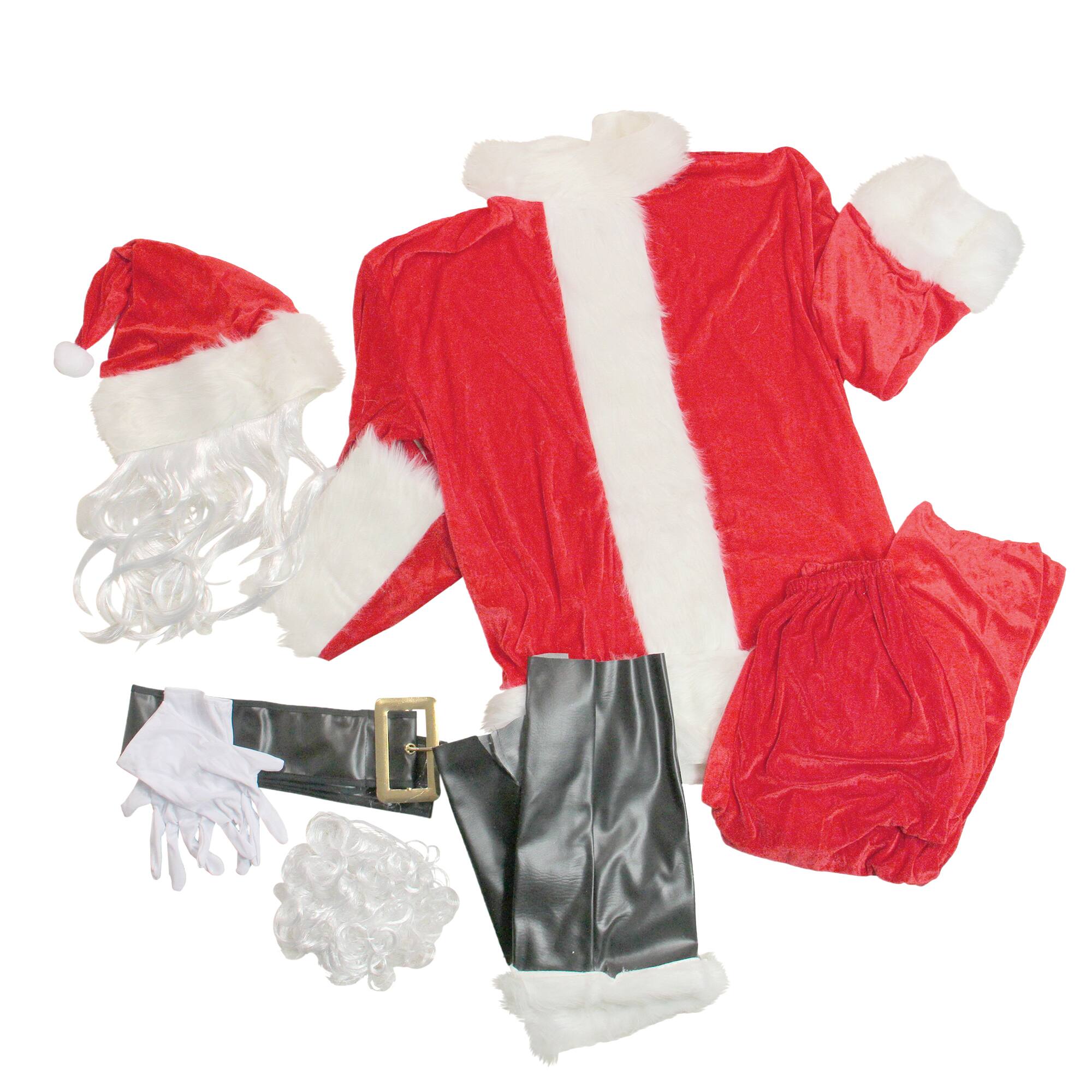 Alt View 3. Fun World - Red and White Plush Velour Santa Claus Adult Christmas Costume Suit - Plus Size - Red.