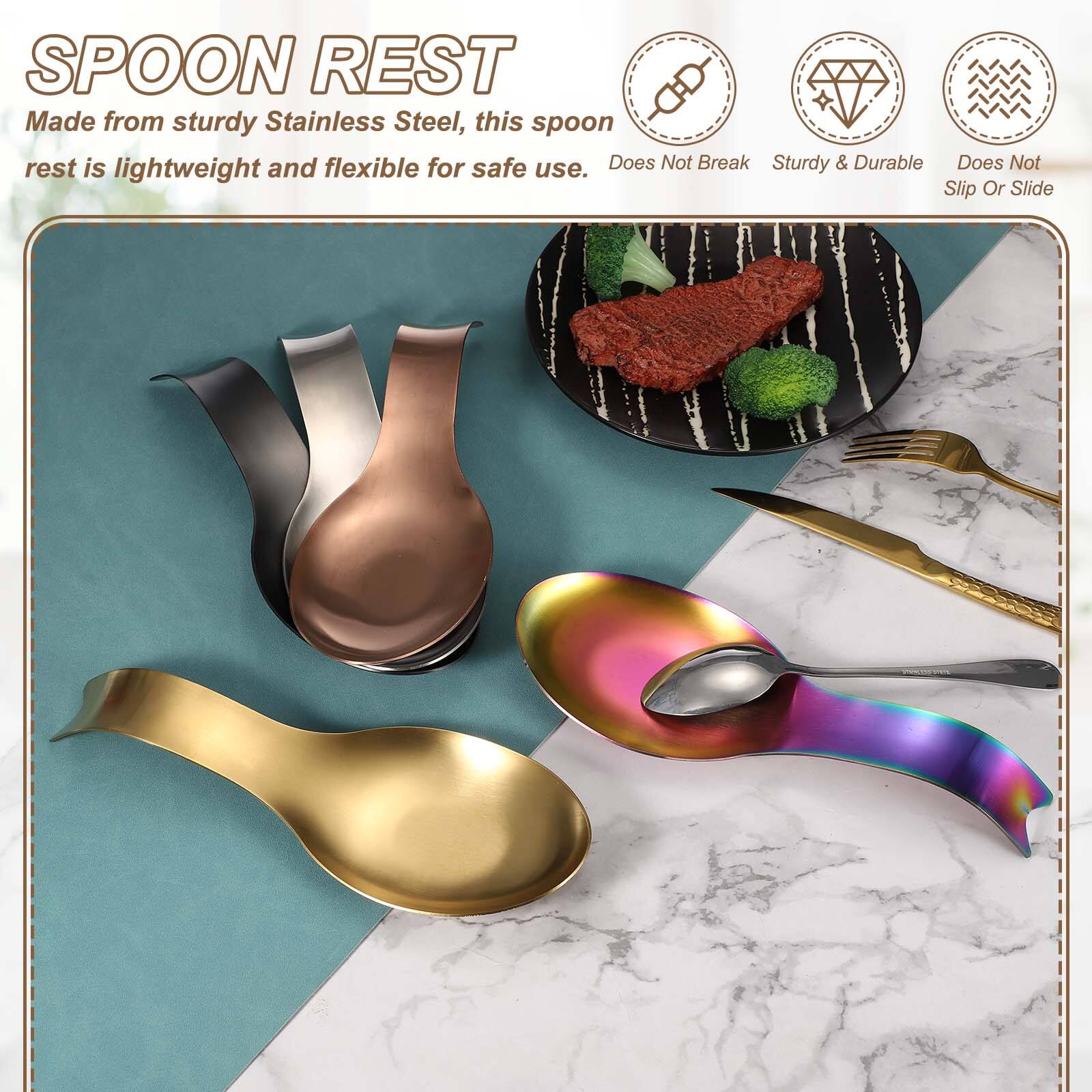 SPOON REST

Made from sturdy Stainless Steel, this spoon rest is lightweight and flexible for safe use.

- Does Not Break
- Sturdy & Durable
- Does Not Slip Or Slide
