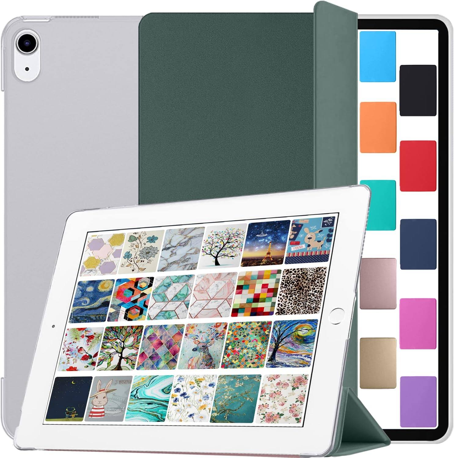 DuraSafe Cases - iPad mini 7/6 8.3" 2024/2021 Protective Tri-Fold Case with Sleep/Wake Cover A2567 A2568 A2569 A2993 A2995 A2996 - Dark Green