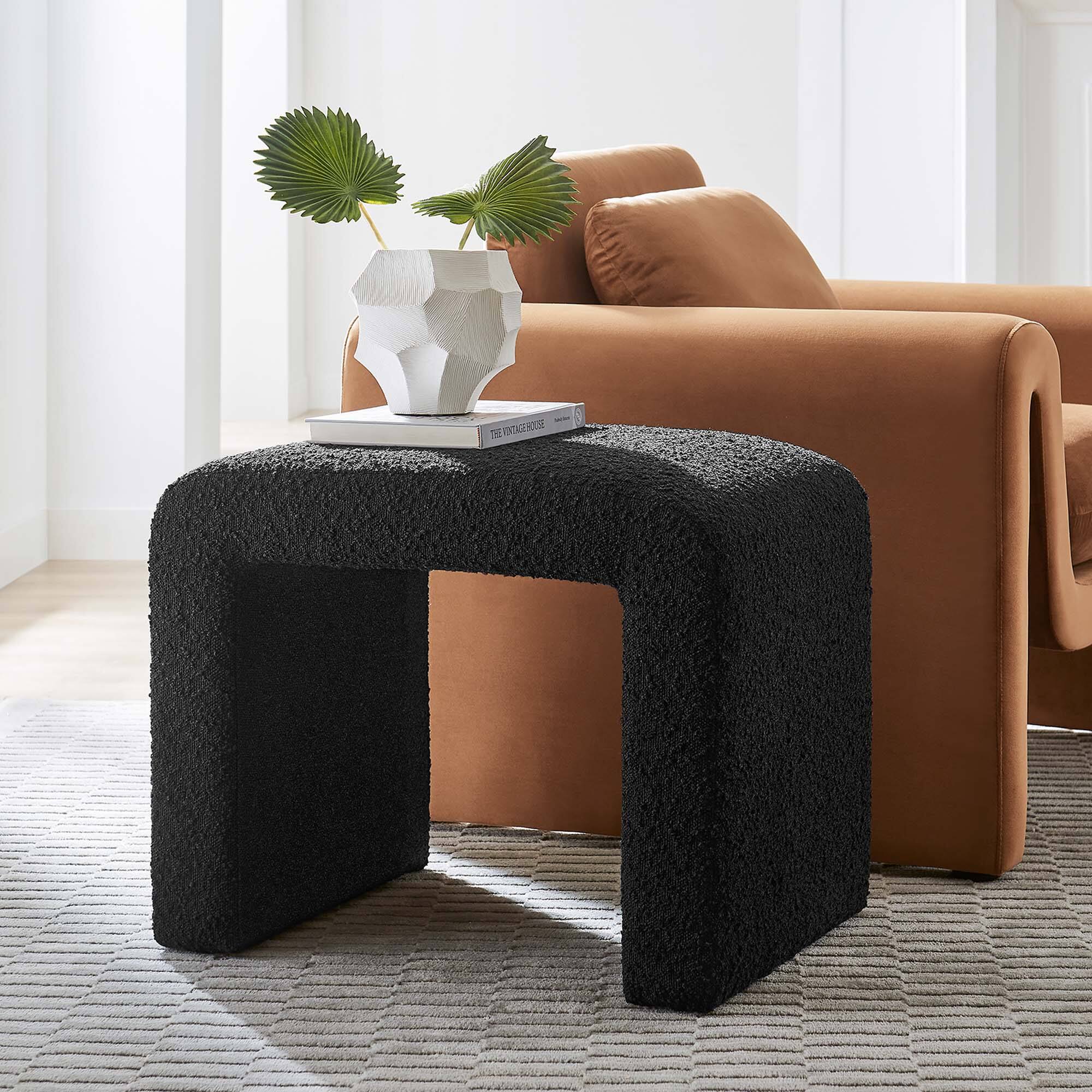 Alt View 6. Modway - Simba Boucle Fabric Waterfall Stool by Modway - Black.
