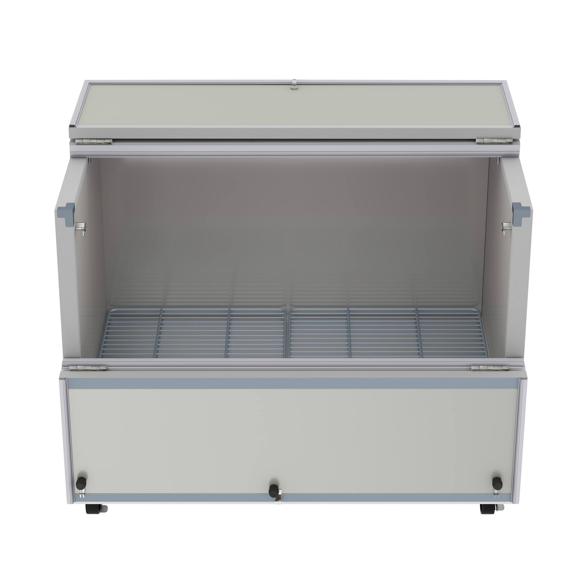 Alt View 3. Koolmore - 49 in. Commercial Milk Cooler for School and Cafeteria, 12 Crate Capacity with Heavy Duty Casters - White and Stainless-Steel.