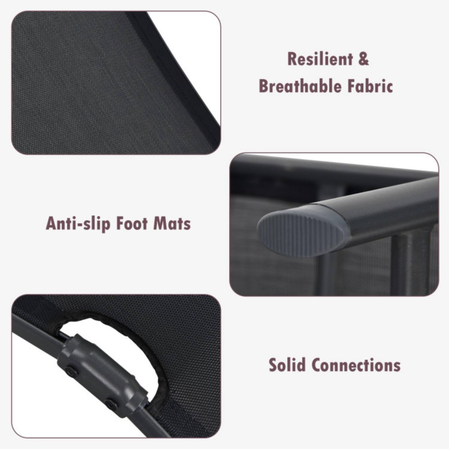 Resilient & Breathable Fabric  
Anti-slip Foot Mats  
Solid Connections