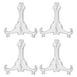 Unique Bargains - 4pcs Acrylic Easels Plate Stands 5.51 Inch Folding Display Stands Holder for Frames Pictures Magazines - Clear