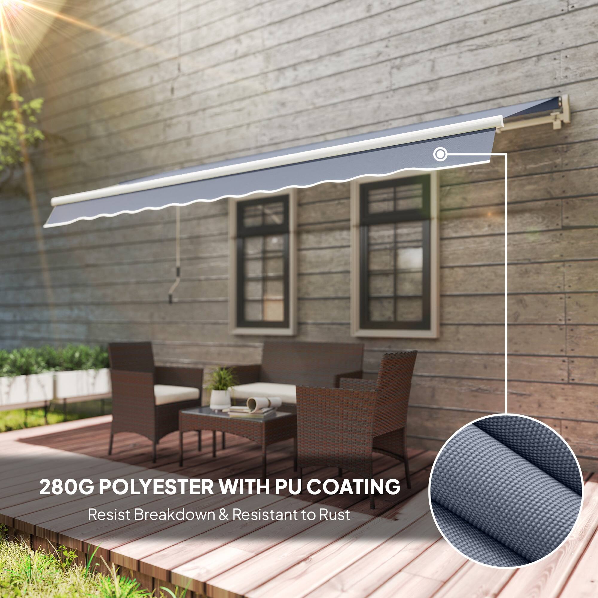 280G POLYESTER WITH PU COATING  
Resist Breakdown & Resistant to Rust