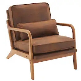 SlickBlue - Modern Upholstered Lounge Chair with Armrests for Living Room or Bedroom - Brown