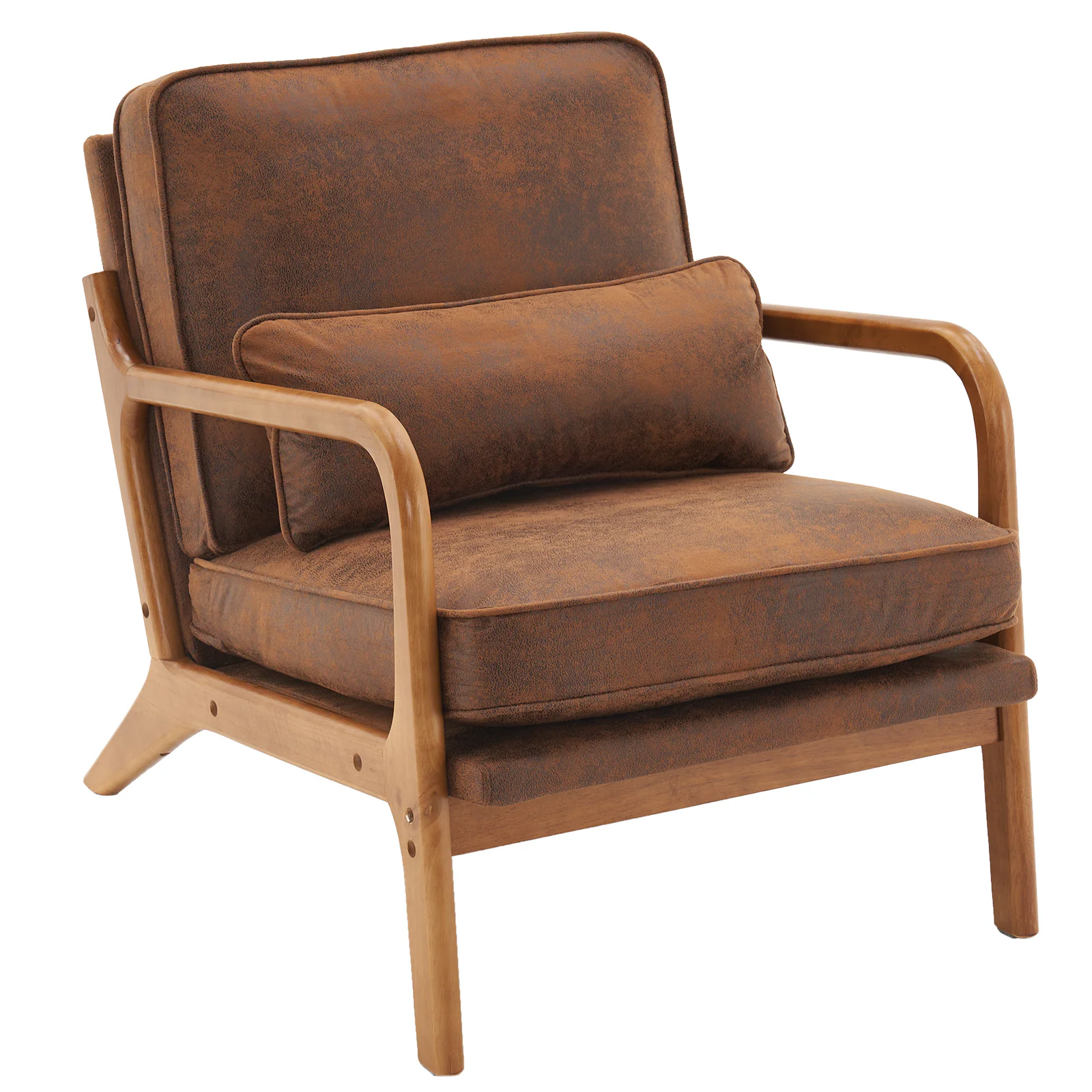Front. SlickBlue - Modern Upholstered Lounge Chair with Armrests for Living Room or Bedroom - Brown.