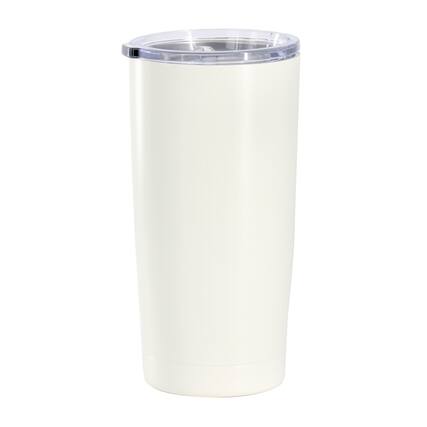 Front. Gibson - Gibson Home Marina 18oz Stainless Steel Thermal Tumbler with Acrylic Lid in Cream - Cream.