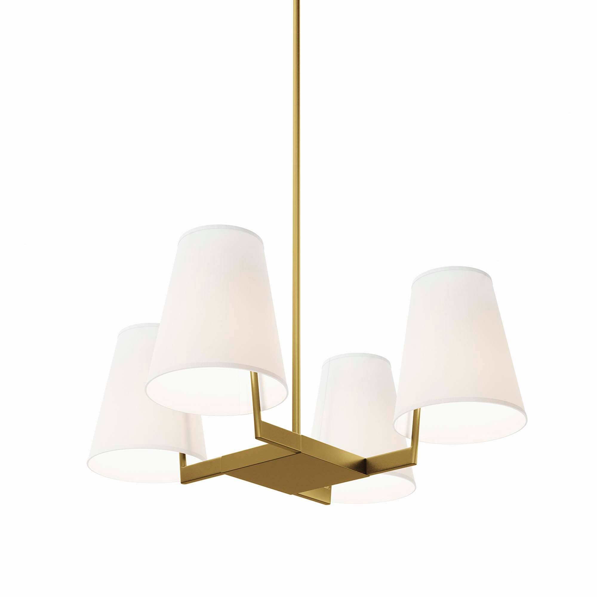 Alt View 3. Modway - Mercer 4-Light Pendant Light by Modway - White Satin Brass.
