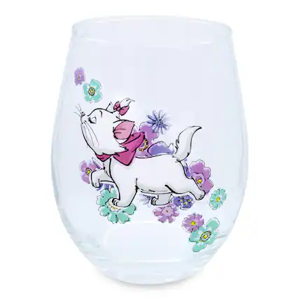 Front. Silver Buffalo - Disney The Aristocats Marie Walking Teardrop Stemless Wine Glass | Holds 20 Ounces - Blue.