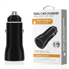 Reiko - 5V 3.1A Usb C Port Car Charger In - Black
