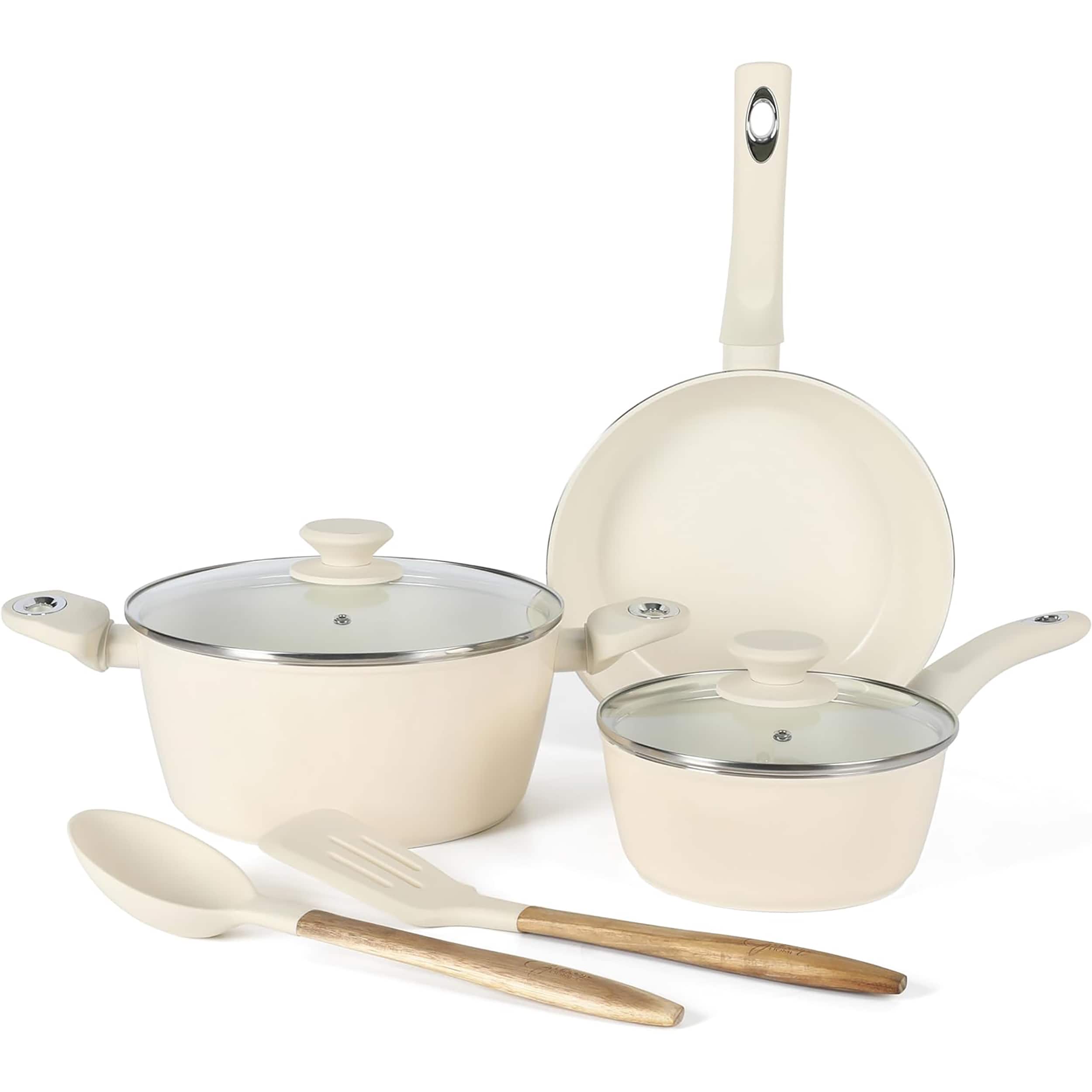 Gibson - Home Plaza Cafe 7 Piece Forged Aluminum Cookware Set - Linen