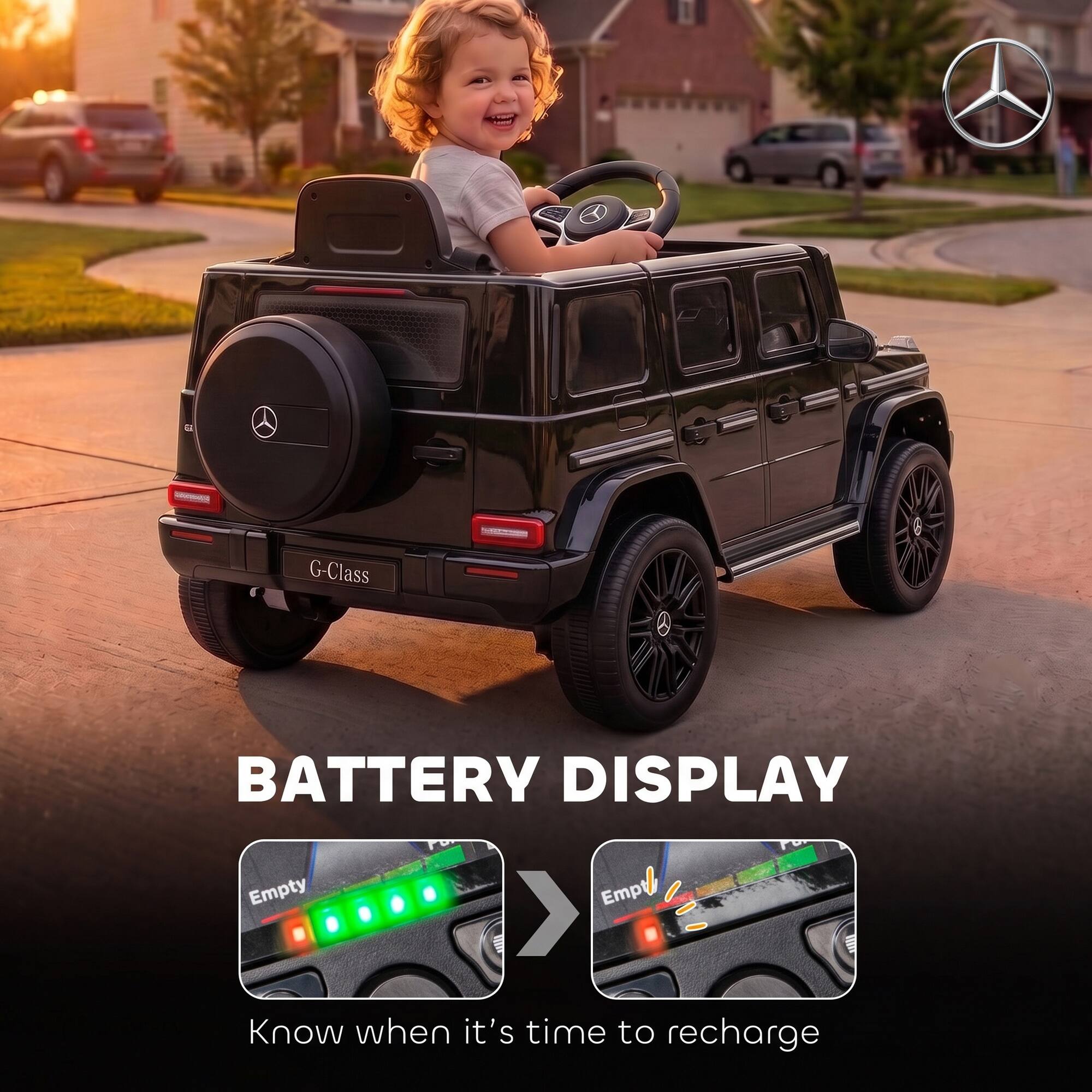 G-Class  
BATTERY DISPLAY  
Empty → Empt >  
Know when it's time to recharge