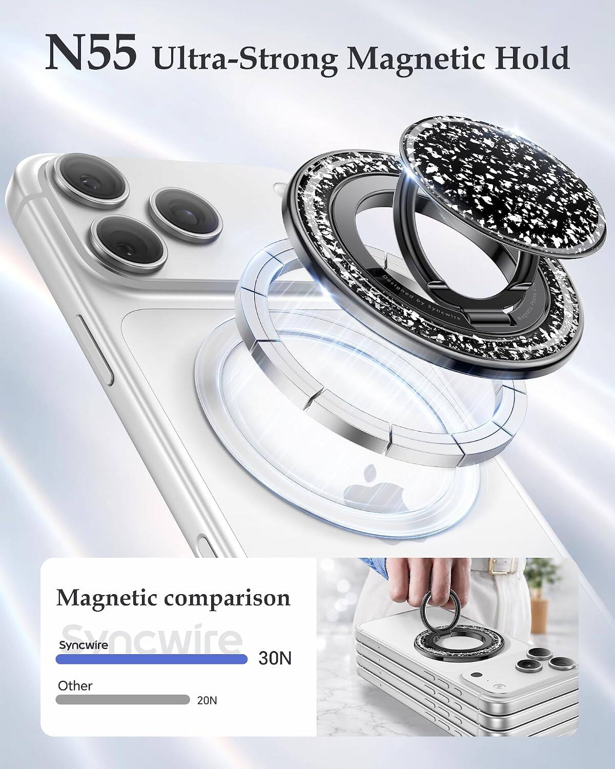 N55 Ultra-Strong Magnetic Hold

Designed by

Magnetic comparison
Syncwire 30N
Other 20N