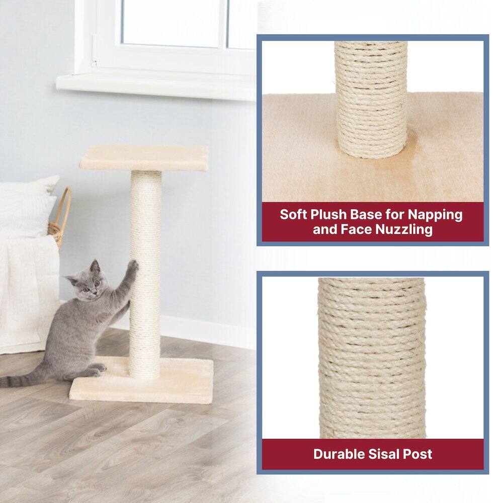Soft Plush Base for Napping and Face Nuzzling  
Durable Sisal Post