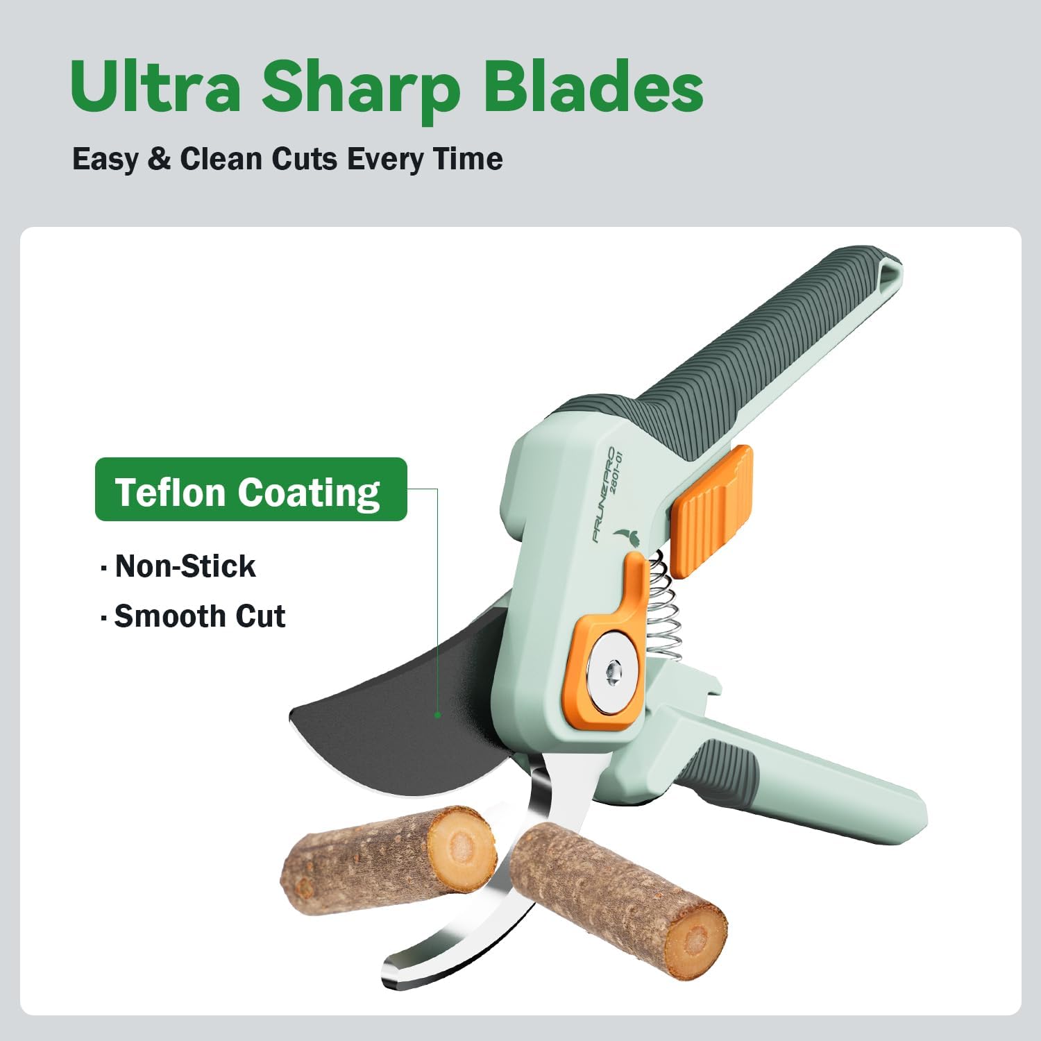 Ultra Sharp Blades  
Easy & Clean Cuts Every Time  

Teflon Coating  
- Non-Stick  
- Smooth Cut  

PRLNEONO I 10-1008