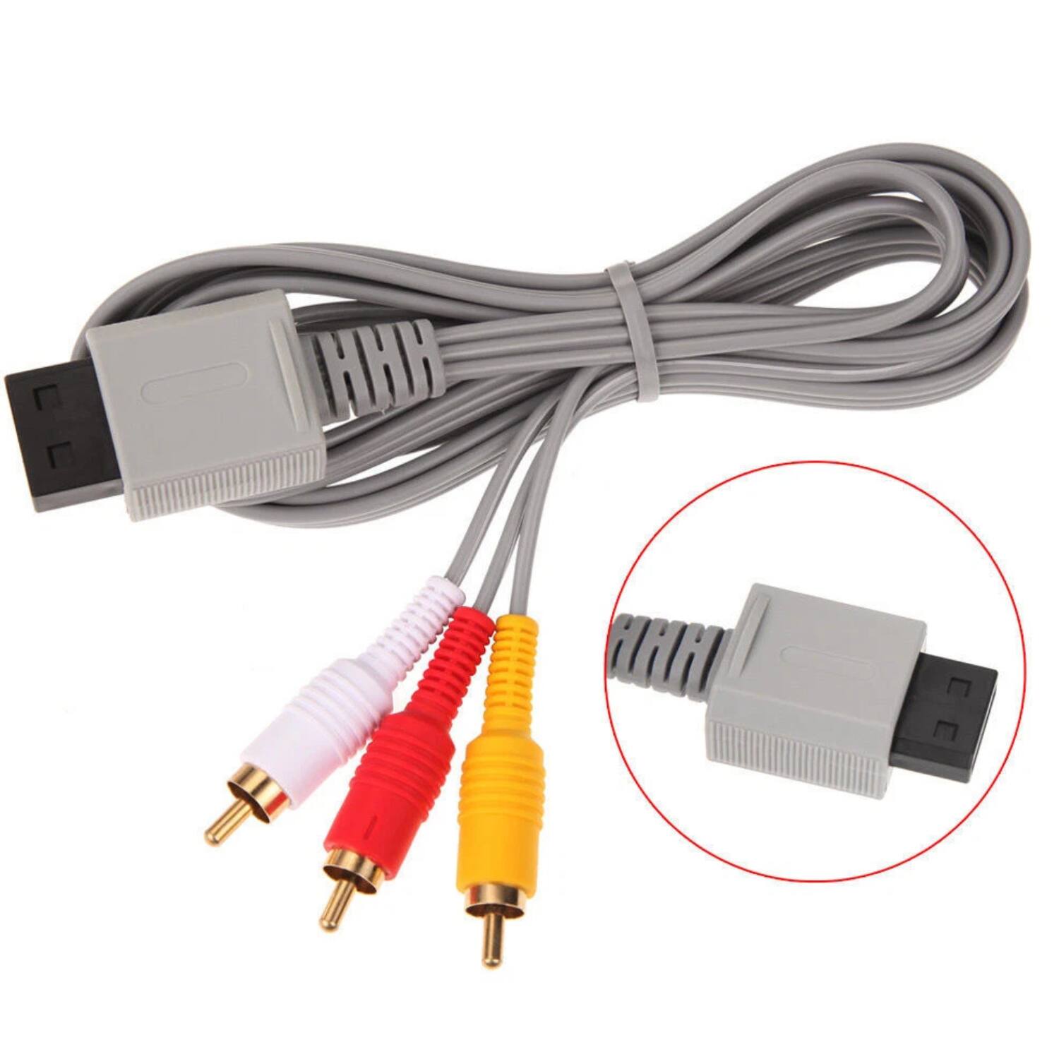 Back. Stock Preferred - 6FT AV Composite 3 RCA Audio Video Cable - Grey.