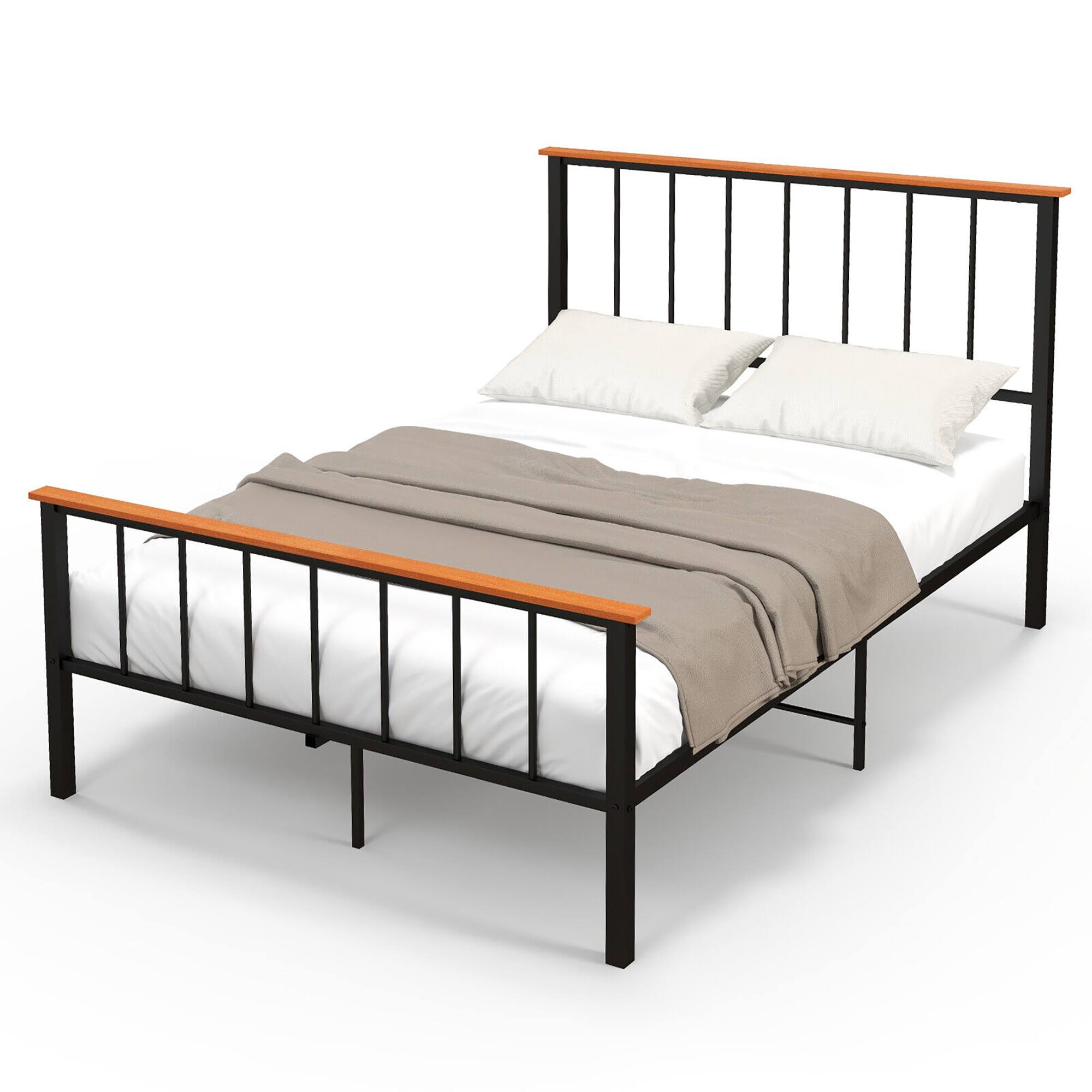 Alt View 1. Gymax - Gymax Full Size Metal Platform Bed Frame Mattress Foundation with Headboard Industrial - Black.