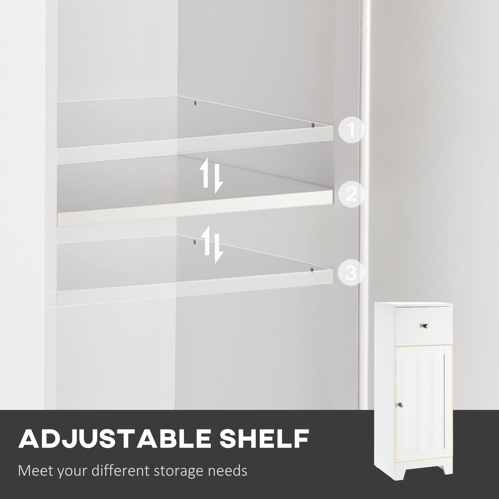 ADJUSTABLE SHELF
Meet your different storage needs
1
2
3