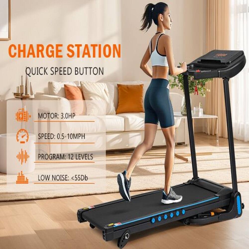 CHARGE STATION  
QUICK SPEED BUTTON  
MOTOR: 3.0HP  
SPEED: 0.5-10MPH  
PROGRAM: 12 LEVELS  
LOW NOISE: <55dB