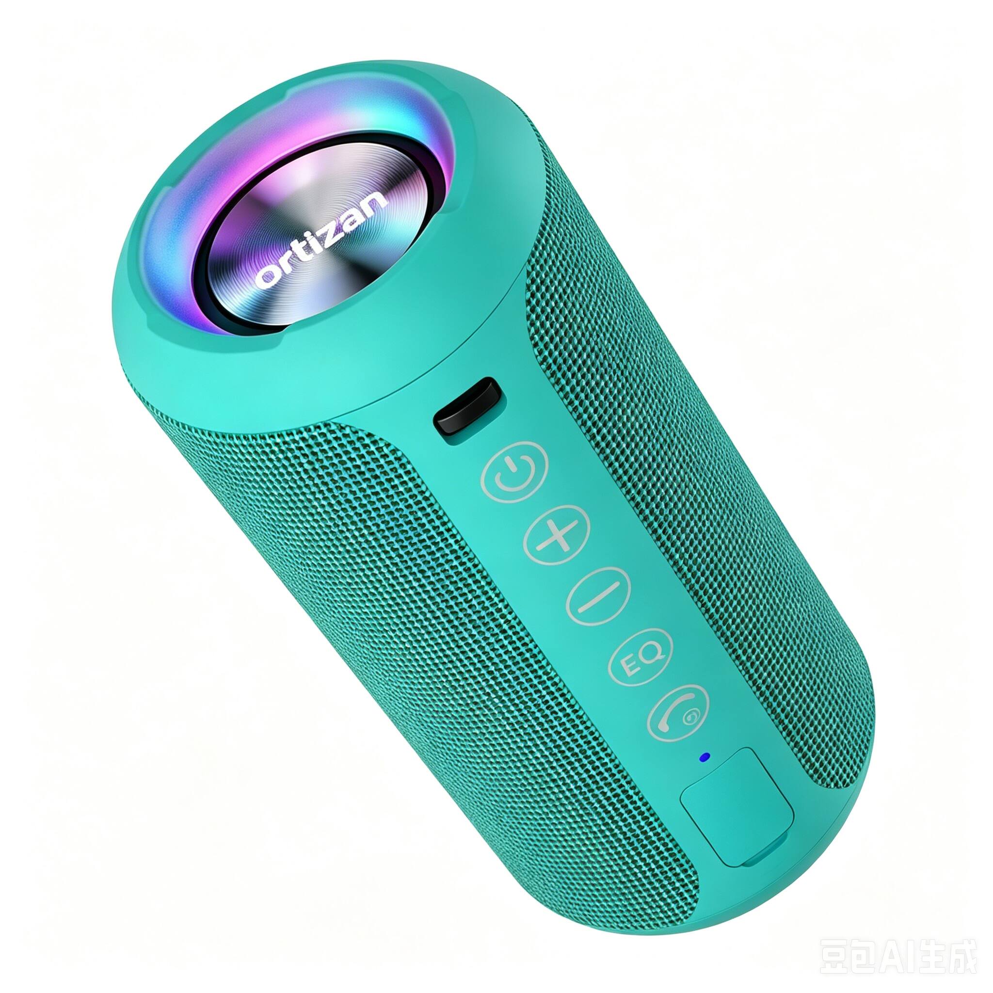 Ortizan - Portable Bluetooth Speaker | IPX7 Water Resistant, TWS, 30H Battery Life, Powerful Deep Bass - Blue Green