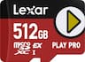 Lexar - 512GB PLAY PRO microSD Express Card, PCIe technology, C10, U3, V30, Full HD, 4K, Up to 900/600 MB/s Memory Card