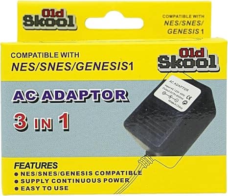 Old Skool - 3 in 1 AC Adapter - SNES / NES / Genesis 1 - Black