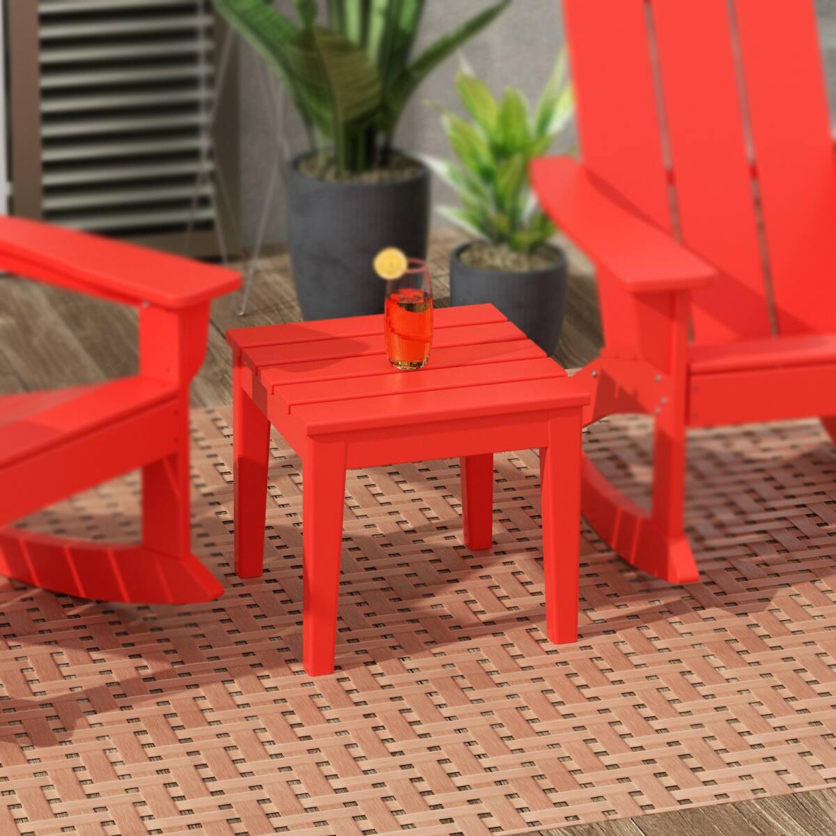 Angle. WestinTrends - WestinTrends Ashore Outdoor Patio Modern Adirondack Side Table - Red.