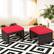 Alt View 1. Costway - 2PCS Patio Rattan Ottoman Cushioned Seat Foot Rest Furniture - Red + Mix brown.