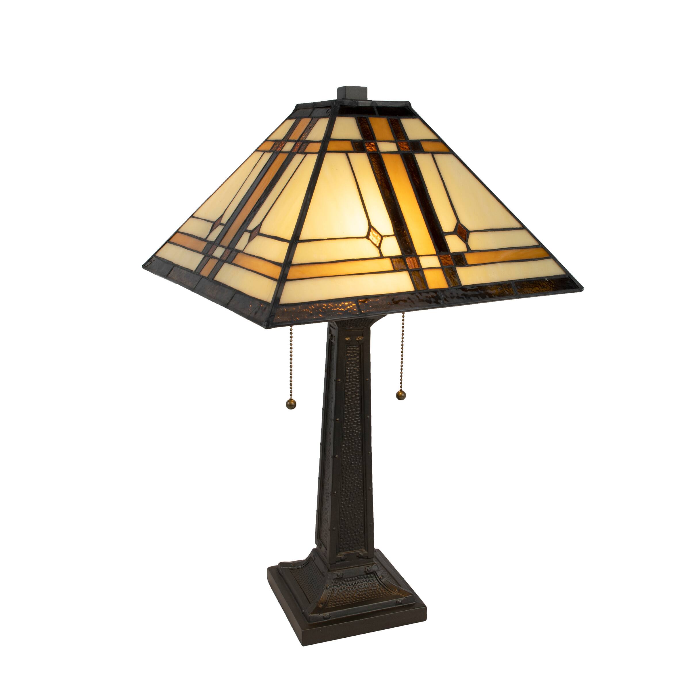 Front. Lavish Home - Tiffany-Style Stained Glass Table Lamp.