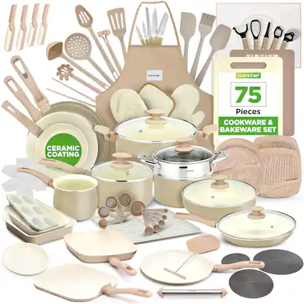 Nutrichef 75 Pieces Cookware & Bakeware Set
Ceramic Coating