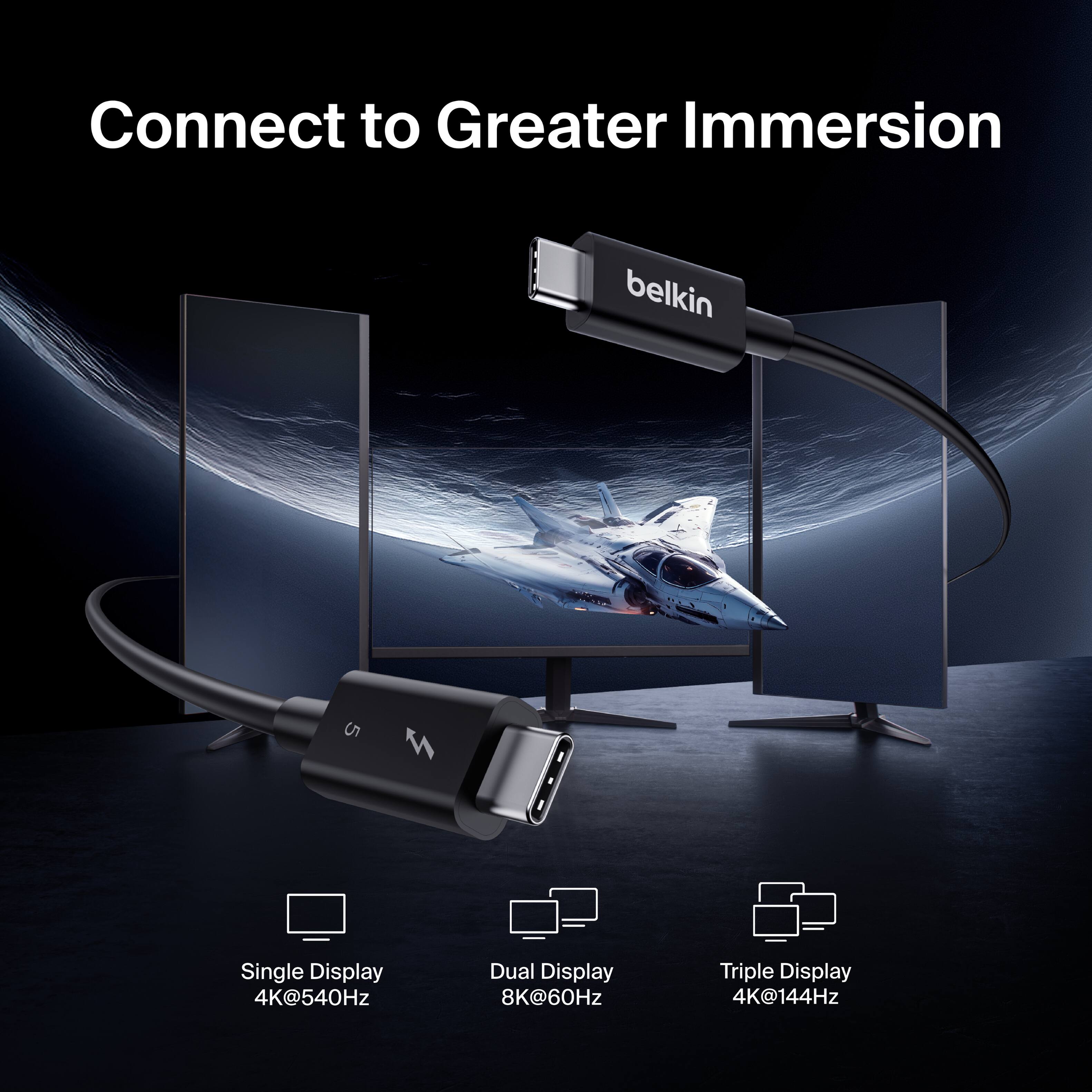 Connect to Greater Immersion belkin M Single Display 4K@540Hz Dual Display 8K@60Hz Triple Display 4K@144Hz