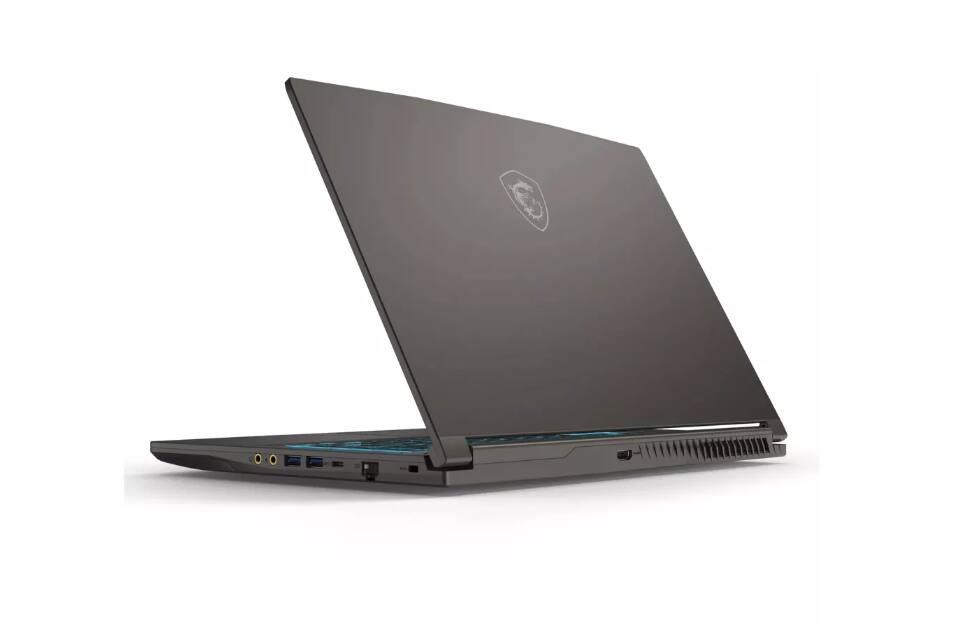 Back. MSI - MSI Thin 15 B13VE-3023US: laptop 15.6" FHD 144Hz, i5-13420H, RTX 4050, 16GB DDR4, 512GB SSD win11 Gray - Grey.