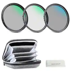 Front. Neewer - 77mm 3-in-1 Filter Kit (UV/CPL/ND4) with Hard Case, Multi-Coated - Black.