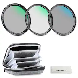 Neewer - 77mm 3-in-1 Filter Kit (UV/CPL/ND4) with Hard Case, Multi-Coated