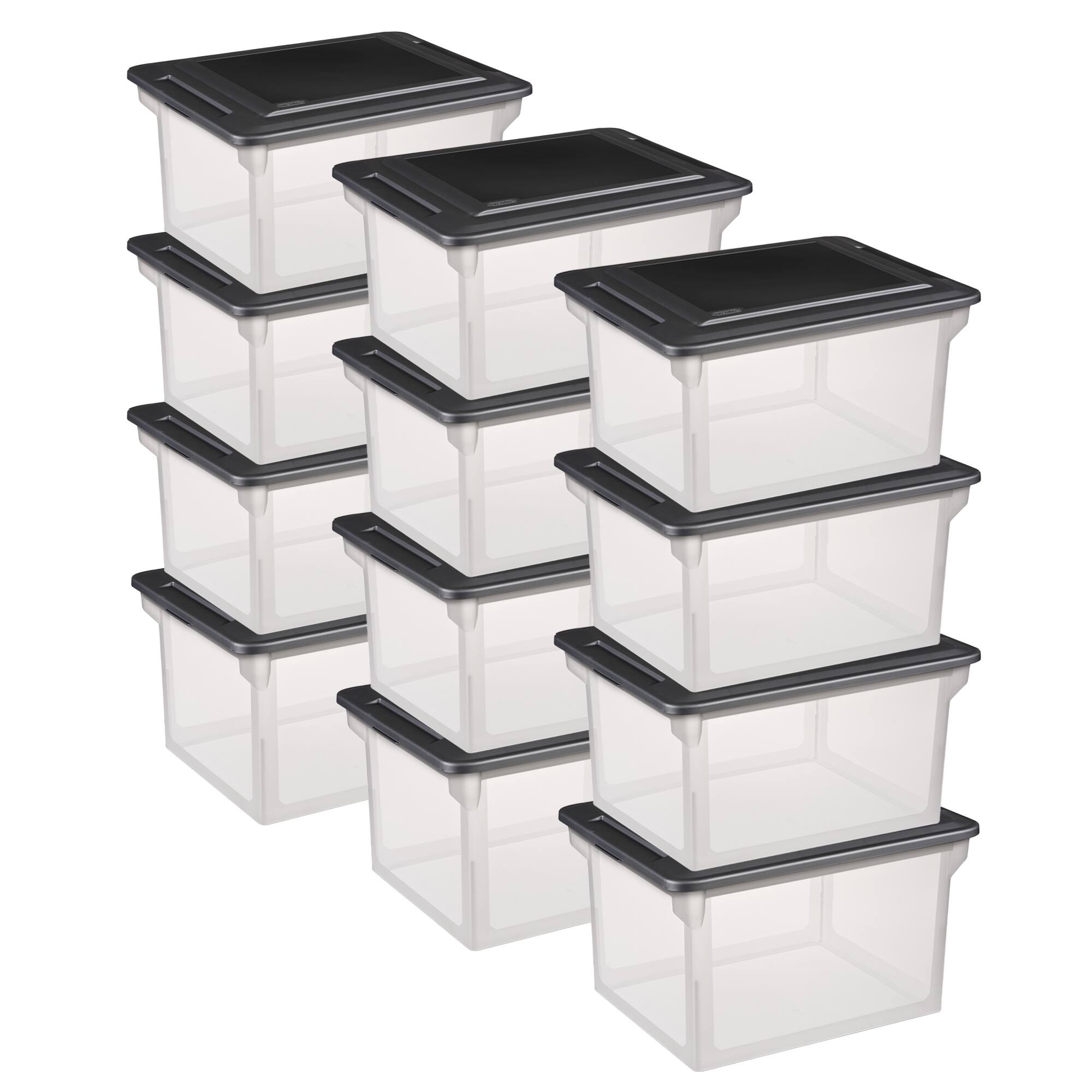 Front. Sterilite - Sterilite 18689004 Versatile Clear Organizing Storage File Box w/ Lid (12 Pack) - Clear.