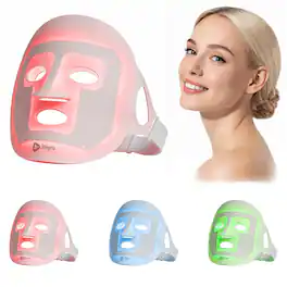 LifePro - LED Light Therapy Mask for Face and Neck Red Light LED Mask Skin Care Mask with 3 Light Modes - White