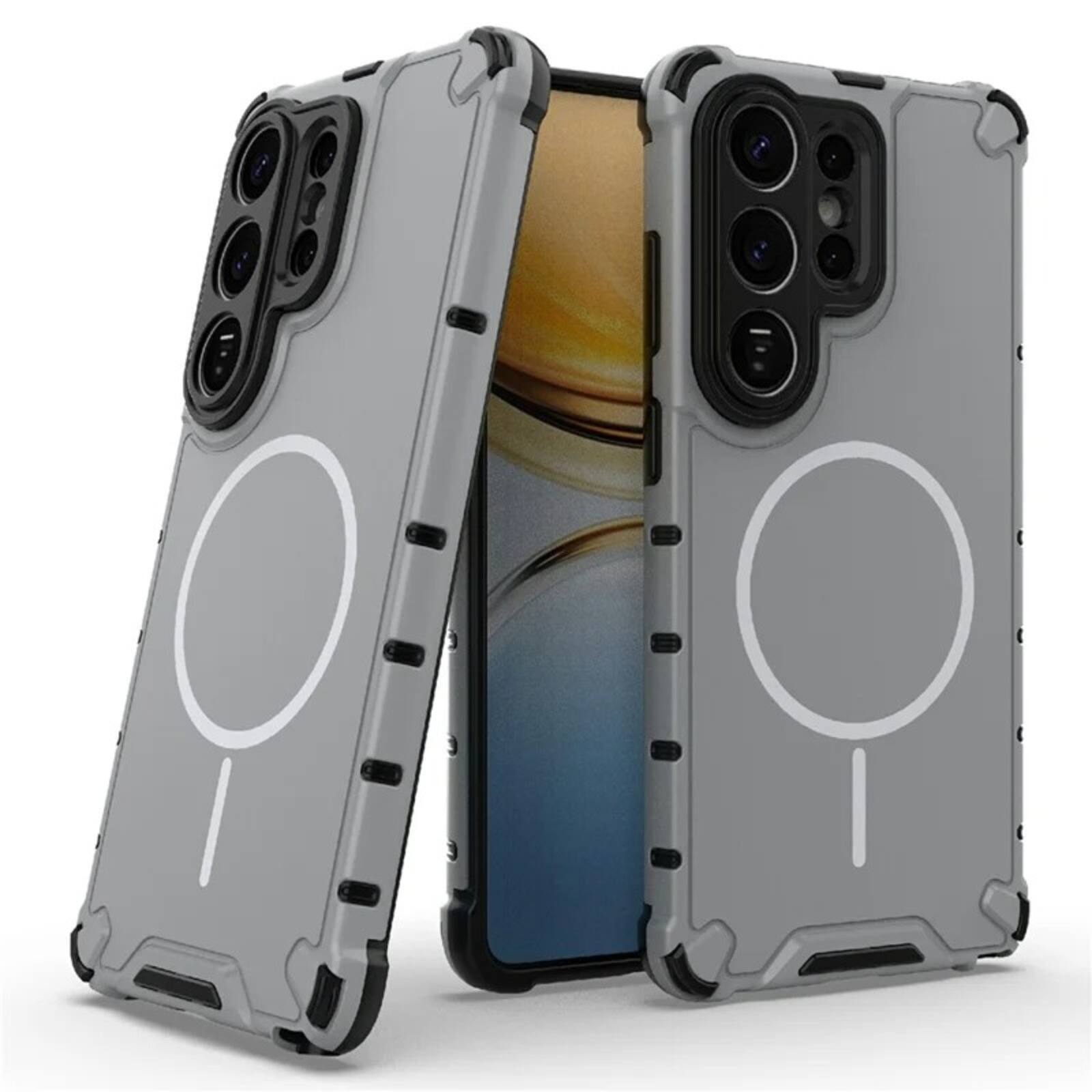Angle. UUCOVER - Magnetic Case for Samsung Galaxy S26 Ultra, Compatible with MagSafe, Shockproof Drop-proof Slim Heat Dissipation Cover - Lightgray.