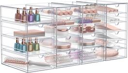 Sorbus - 20 Drawers Acrylic Organizer for Makeup, Organization and Storage, Art Supplies, Jewelry,- 4 Pcs - Clear