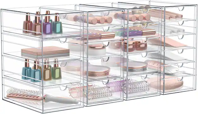 Front. Sorbus - Sorbus 20 Drawers Acrylic Organizer for Makeup, Organization and Storage, Art Supplies, Jewelry,- 4 Pcs Clear - Clear.