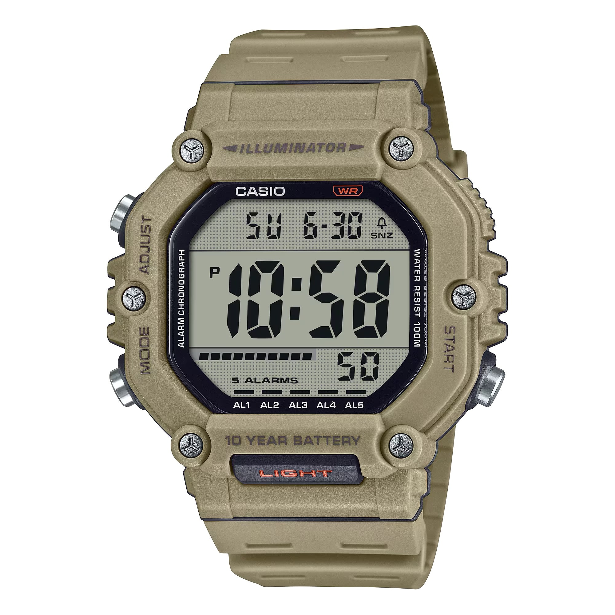 Casio - Men’s Tan Digital Sport Watch with Grey Dial - AE-1600H-5AVCF - Gray