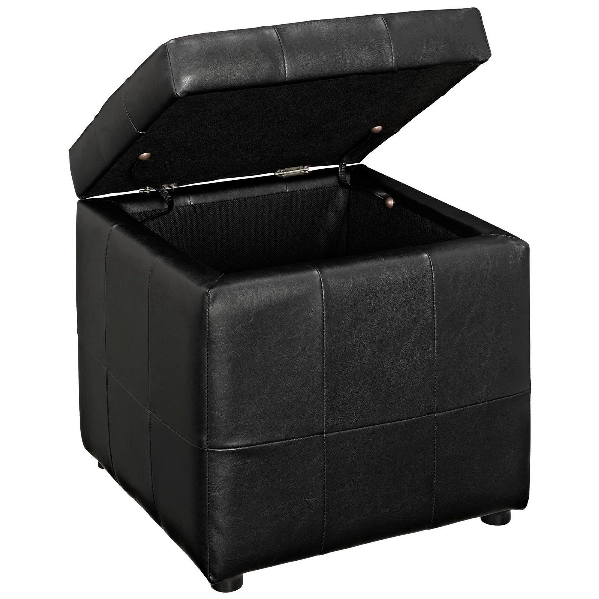 Left. Modway - Volt Storage Upholstered Vinyl Ottoman by Modway - EEI-1044-BLK.
