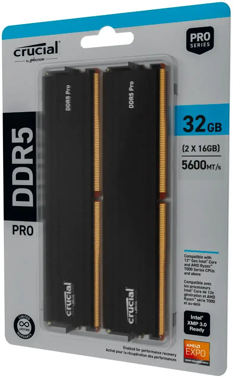 Crucial Pro 64GB (2x32GB) DDR5 5600MHz C46 UDIMM Desktop Memory