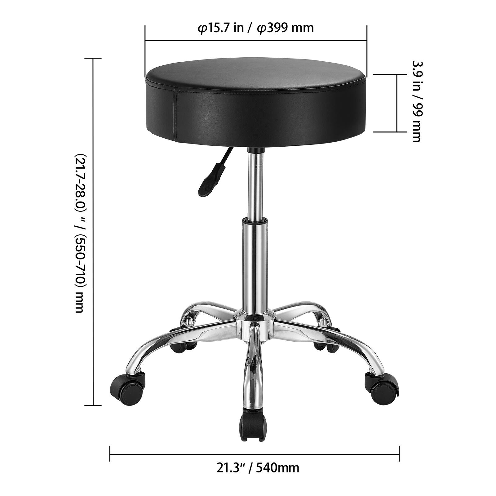 (21.7-28.0) = / (550-710) mm
15.7 in / 399 mm
3.9 in / 99 mm
21.3" / 540mm /