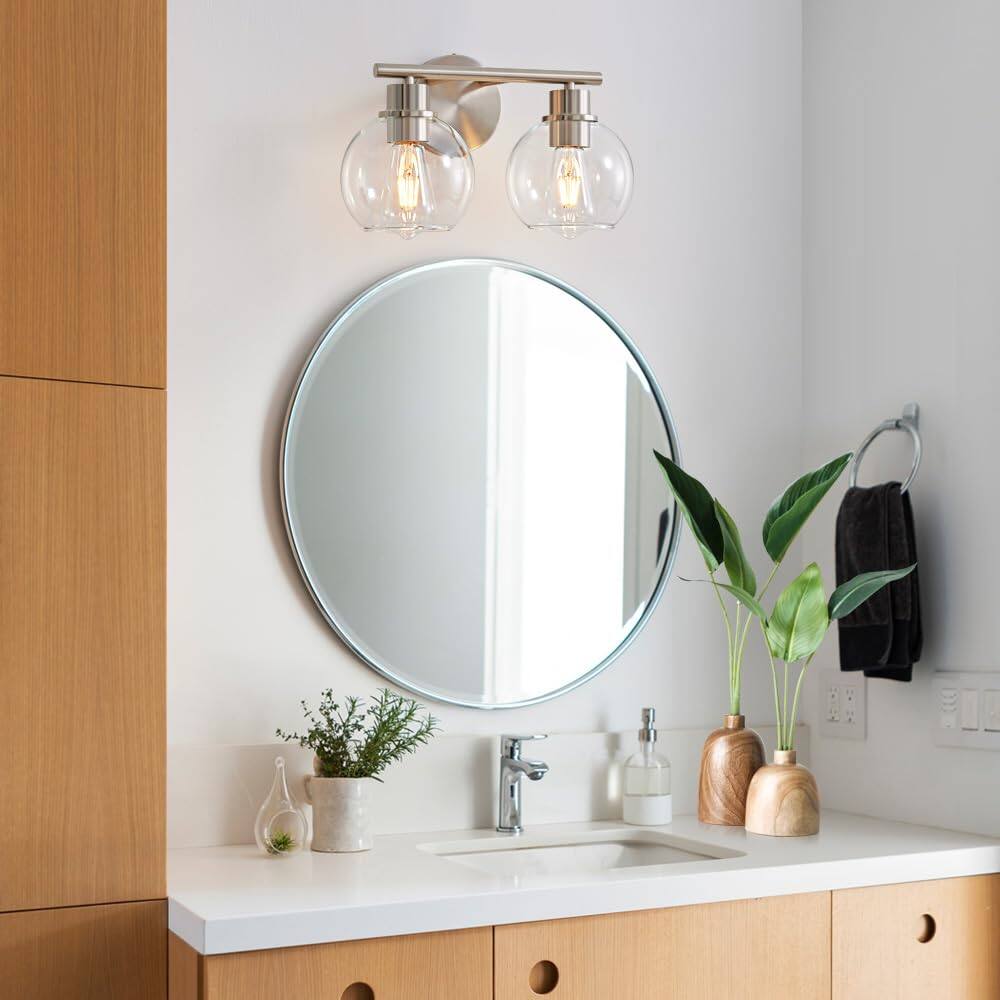 Alt View 3. Cedar Assembly - Bathroom Light Fixtures Over Mirror s Vanity With Clear Glass Shade Inch Modern Brushed Nickel Lights Wall - Black 5 light-clear glass shade.