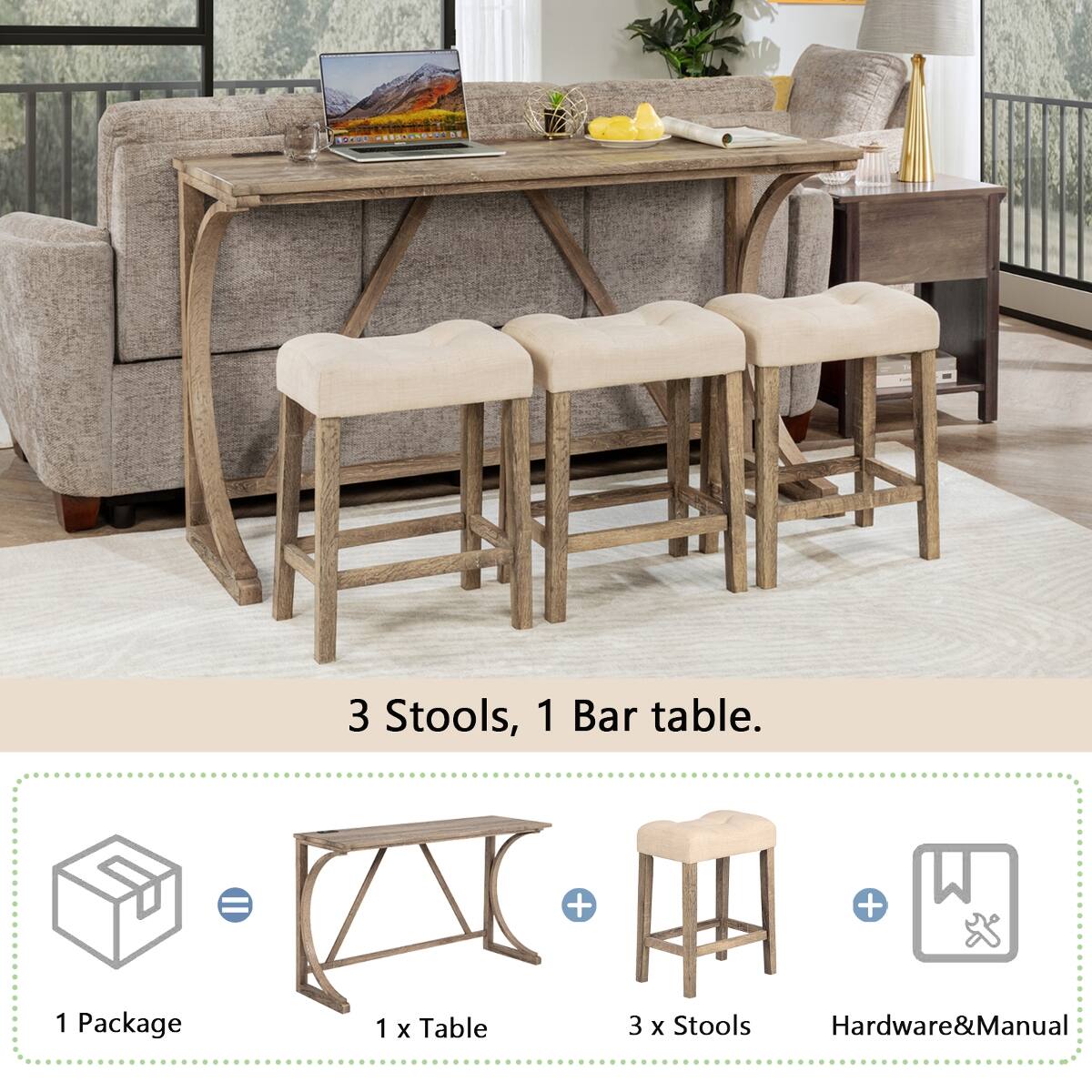 PHOPPICKER ORDERS

3 Stools, 1 Bar table.

1 Package
1 x Table
3 x Stools
Hardware & Manual