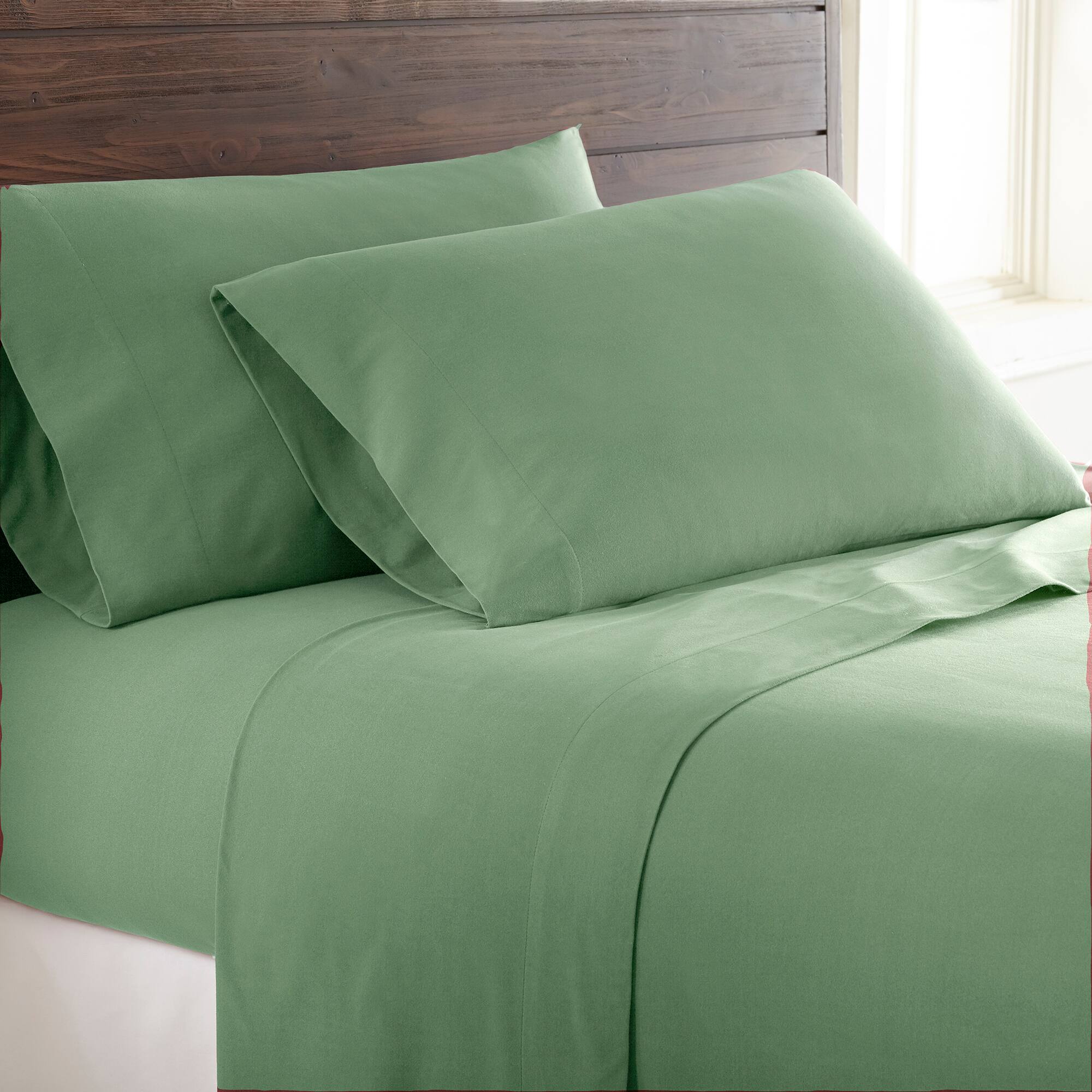 Alt View 1. Shavel Home Products - Micro Flannel Solid Color Deep-Pocket Sheet Set, Twin, Willow - Willow.