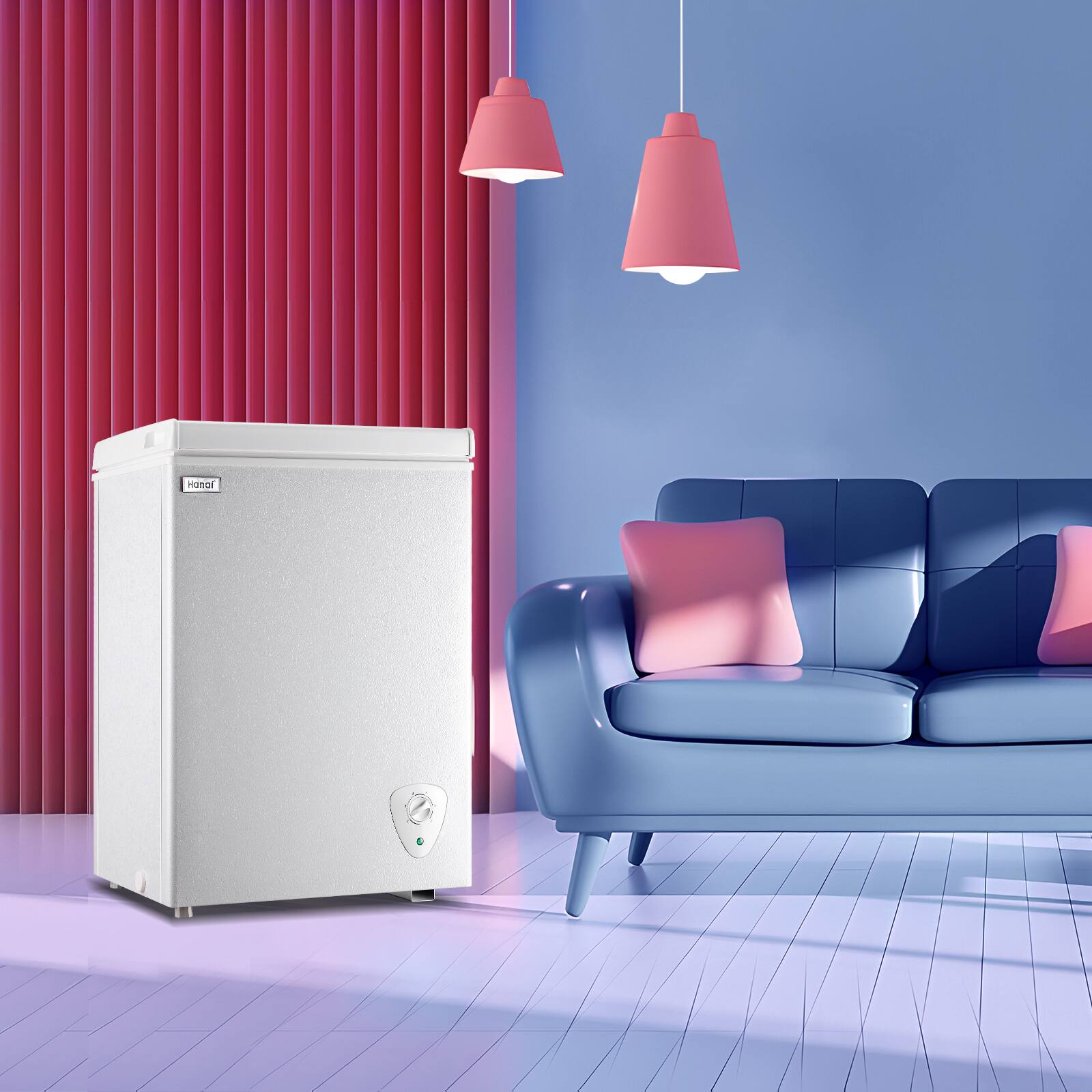 Alt View 9. WANAI - Mini Compact Chest Freezer 2.5 Cu.Ft for Dorm Home, Free-Standing Top Door Freezer with Removable Storage Basket - WHITE.