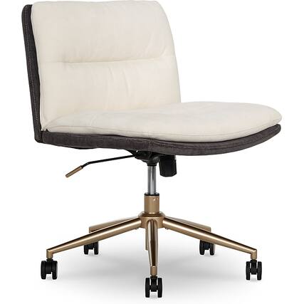 Front. Elle Decor - Elle Decor Ariana Criss Cross Armless Ergonomic Fabric Swivel Computer and Desk Chair, Cream (60121-CRM) - Cream.