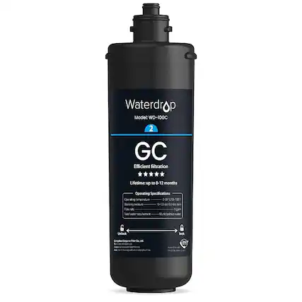 Waterdrop p Model: WD-10GC 2 GC Efficient filtration Lifetime: up to 8-12 months Operating Specifications Operating temperature 2-35°C/95-95°F Working pressure 10-125 psi (0.7-8.6 bar) Flow rate 1 gpm Feed water requirement Municipal tap water Unlock a lock Glindoo Pure Filter Co. Ltd. 24/7