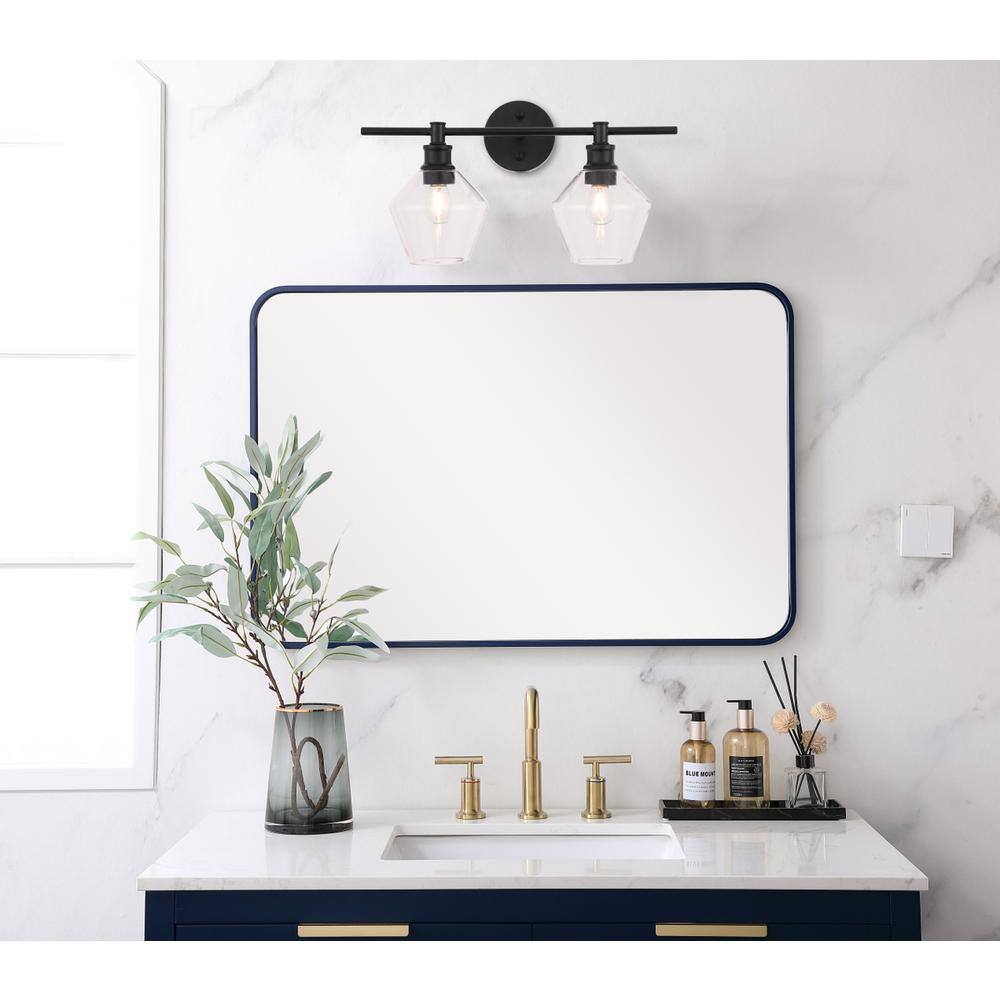 Front. Living District - Gene 2 light Black and Clear glass Wall sconce - Black And Clear Glass.